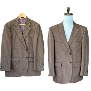 PRONTO UOMO Made in Italy Men’s 40S Tweed Houndstooth Silk & Wool Woven Blazer